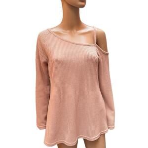 Ineffable long sleeve textured peek a boo tunic blouse size medium